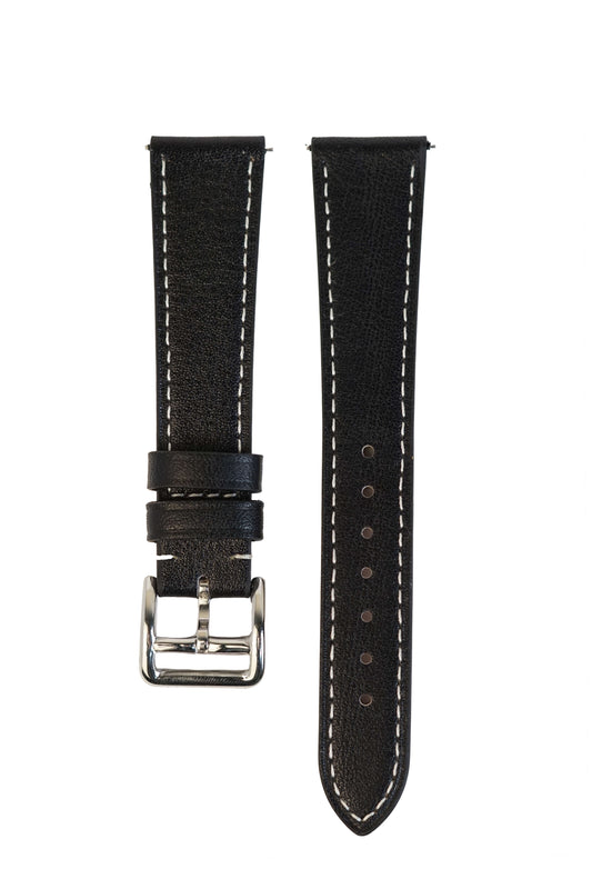 Black Leather Oil Watch Strap