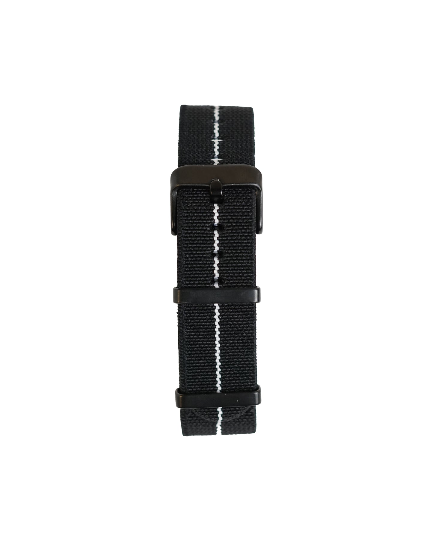 Nato Nylon Black & White Dark Buckle Elastic Strap