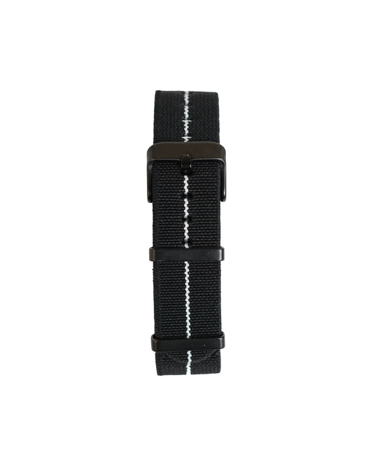 Nato Nylon Black & White Dark Buckle Elastic Strap