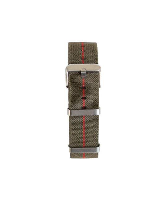 Nato Nylon Green & Red Elastic Strap