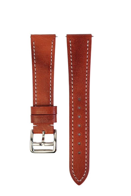 Red Leather Oil Watch Strap